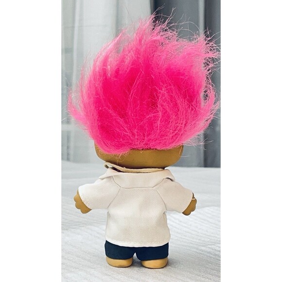 VTG Russ 5" Troll Doll Pink Hair Doctor Healthcare Worker Stethoscope Lab Coat - Picture 5 of 9